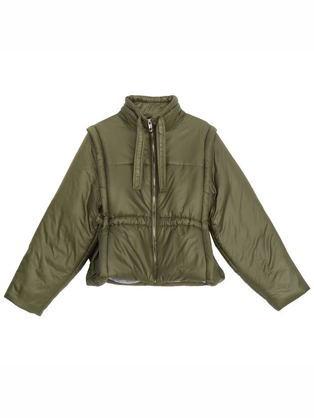 Shiny Quilted Vest Zip-Up Jacket Green - GANNI - BALAAN 2