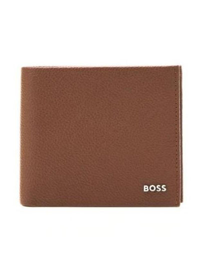 Logo Lettering Leather Half Wallet Brown - HUGO BOSS - BALAAN 2