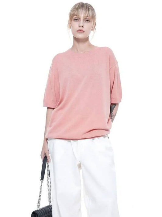 Women s LBRHK PK Linen Basic Round Half Knit Pink - CHANCE'S NOI - BALAAN 2