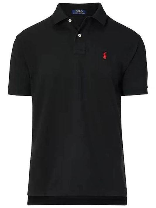 Men's Red Embroidered Logo Polo Shirt Black - POLO RALPH LAUREN - BALAAN 2