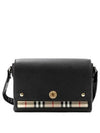 Leather and Vintage Check Note Crossbody Bag Black - BURBERRY - BALAAN 2