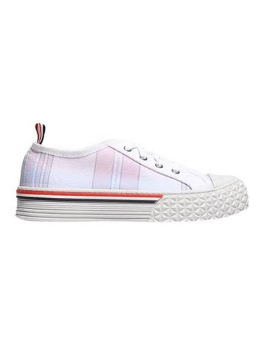 Women's Madras Canvas Collegiate Low Top Sneakers Light Pink - THOM BROWNE - BALAAN 1