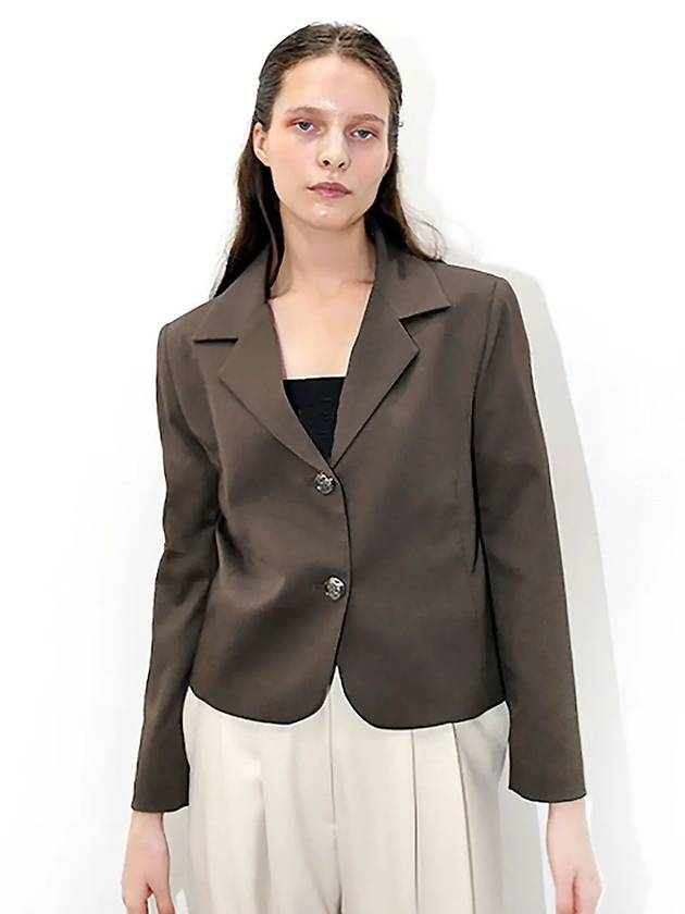 Two Button Brown Crop Jacket Two Button Brown Crop JK - DAMAGE MNEMONIC - BALAAN 1