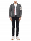 Men's Sustainable Classic Diagonal Wool Cardigan Medium Grey - THOM BROWNE - BALAAN 4