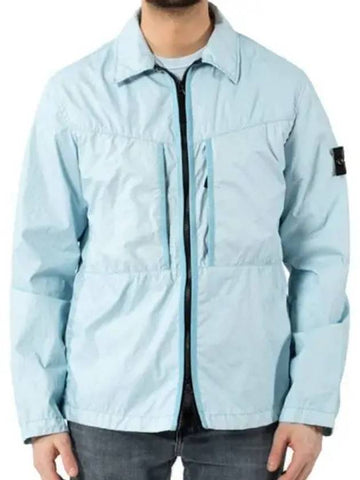 Membrana Overshirt Pocket Zip-up Jacket Light Sky - STONE ISLAND - BALAAN 1