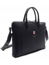 Pebble Grain Leather Slim Briefcase Black - THOM BROWNE - BALAAN 4