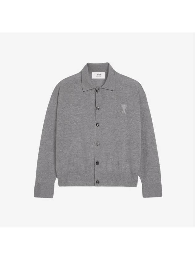 De Coeur Logo Wool Cardigan Heather Grey - AMI - BALAAN 2