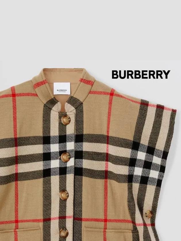 Kids Reversible Vintage Check Wool Jacquard Cape Poncho Archive Beige 8051756 - BURBERRY - BALAAN 5