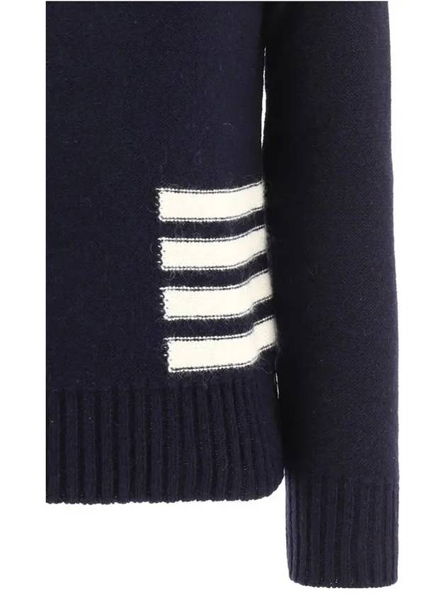 Donegal 4-Bar Striped Crew Neck Wool Knit Top Navy - THOM BROWNE - BALAAN 5