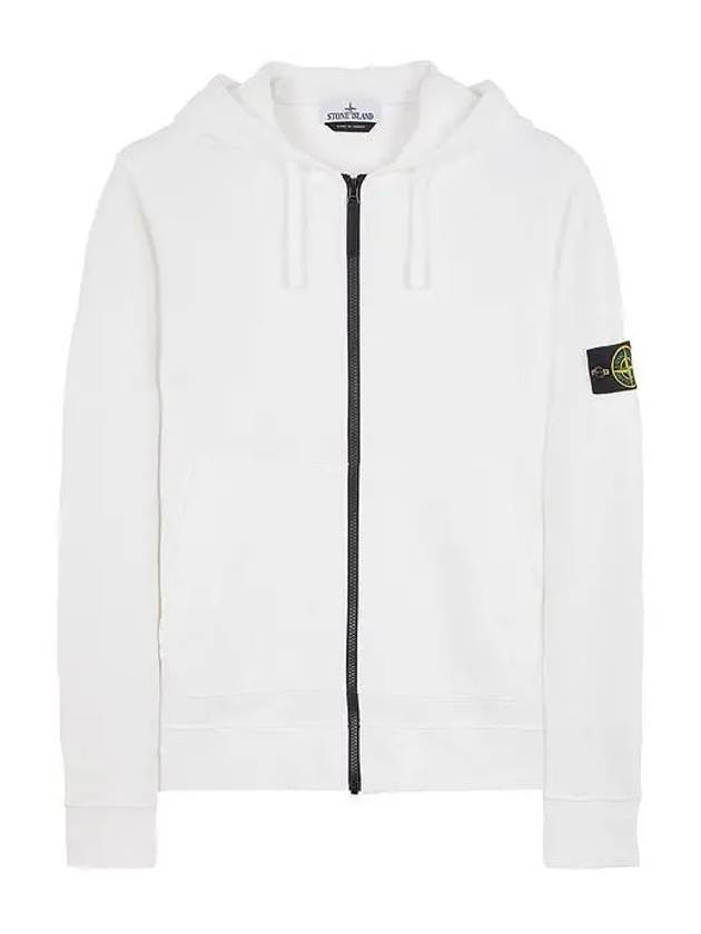 Cotton Fleece Garment Dyed Zip Up Hoodie White - STONE ISLAND - BALAAN 2