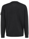 Regular Fit Crew Neck Wool Knit Top Black - STONE ISLAND - BALAAN 4