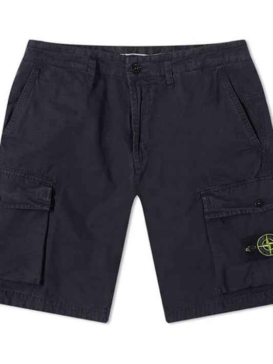 Men's Wappen Cotton Bermuda Cargo Shorts Navy - STONE ISLAND - BALAAN 2