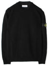 Logo Patch Lambswool Crewneck Knit Top Black - STONE ISLAND - BALAAN 2