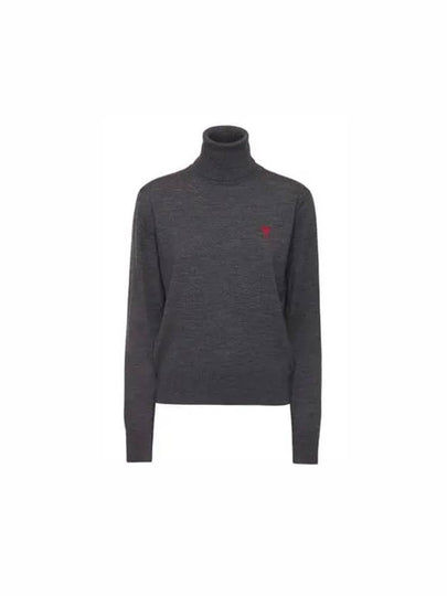 Mini Heart Logo Wool Turtleneck Grey - AMI - BALAAN 2