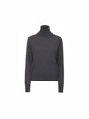 Mini Heart Logo Wool Turtleneck Grey - AMI - BALAAN 1