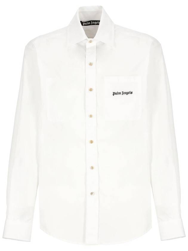 Long Sleeve Shirt PMGE024S24 FAB001 0110 WHITE BLACK - PALM ANGELS - BALAAN 2