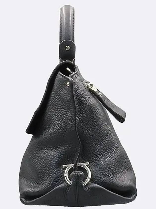 Ferragamo 21 A871 Black Leather Sofia Silver Plated Gancini Rock Logo Tote Bag Shoulder Strap 2WAY - SALVATORE FERRAGAMO - BALAAN 3