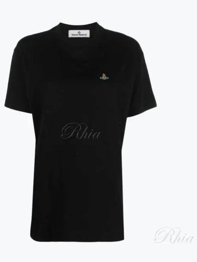 ORB Logo Cotton Short Sleeve T-Shirt Black - VIVIENNE WESTWOOD - BALAAN 2