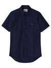 Men's Logo Classic Short Sleeve Shirt Navy - VIVIENNE WESTWOOD - BALAAN 2