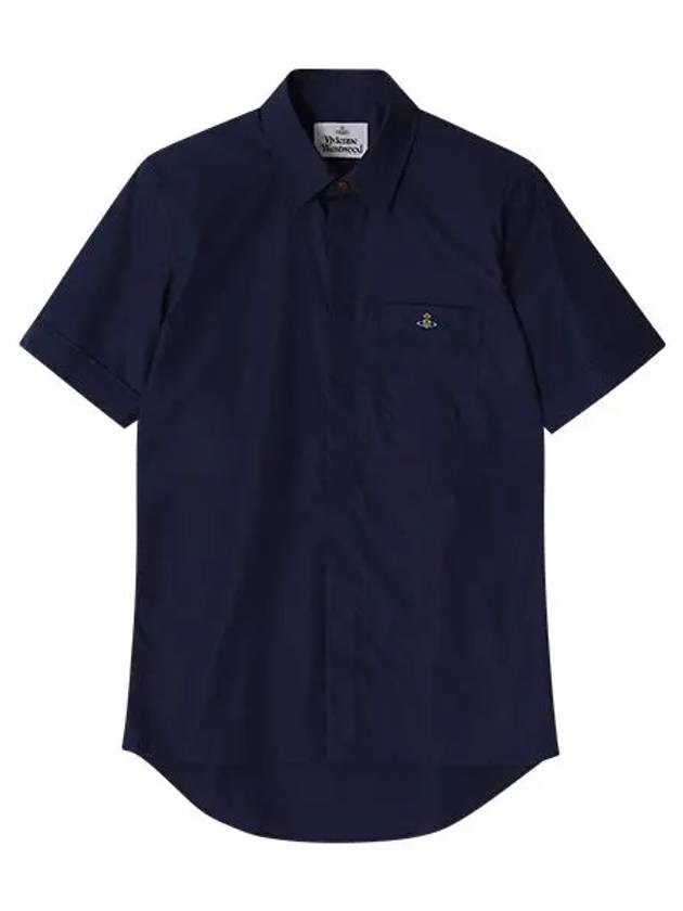 Men's Logo Classic Short Sleeve Shirt Navy - VIVIENNE WESTWOOD - BALAAN 3