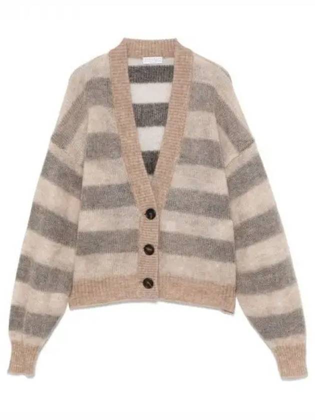 Striped mohair blend cardigan 270426 - BRUNELLO CUCINELLI - BALAAN 1