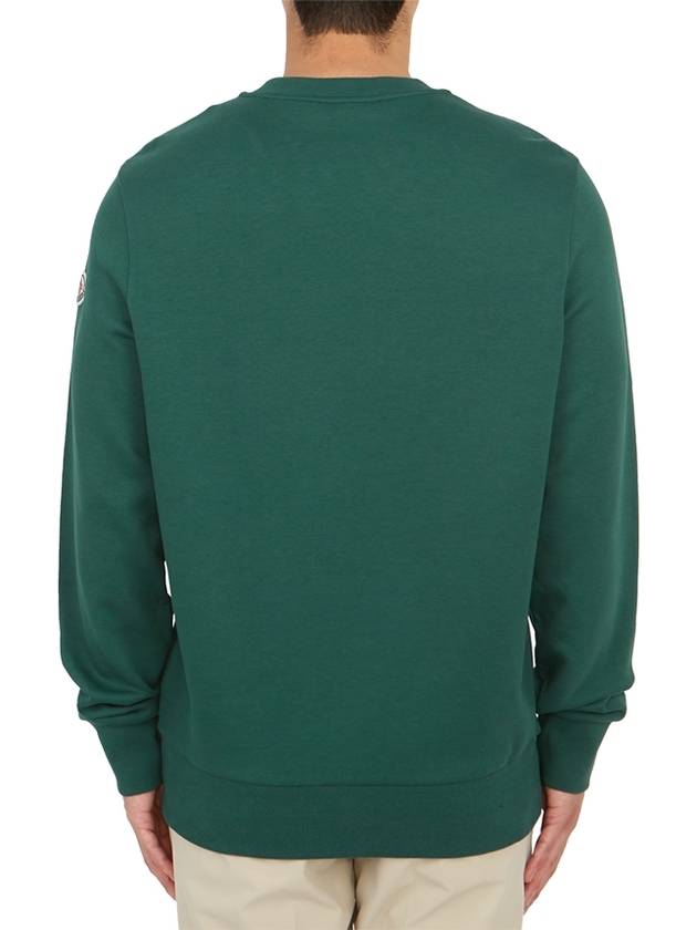 Logo Patch Round Neck Sweatshirt Green - MONCLER - BALAAN 5