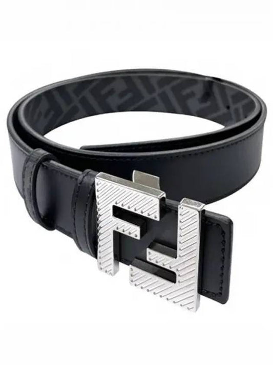 Square FF Buckle Reversible Leather Belt Black - FENDI - BALAAN 2