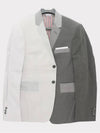 Funmix Seersucker Trompe Loeil Classic Jacket Light Grey - THOM BROWNE - BALAAN 3