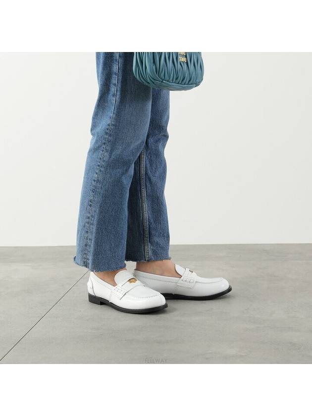 Brushed Leather Penny Loafers White - MIU MIU - BALAAN 4