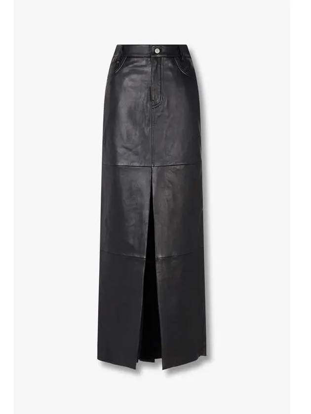 Front Slit Leather Maxi Skirt Petites Veda Tazz Black - REFORMATION - BALAAN 1