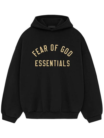 Logo Print Fleece Hoodie Black - FEAR OF GOD ESSENTIALS - BALAAN 1