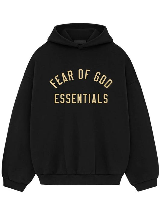 Logo Print Fleece Hood Black - FEAR OF GOD ESSENTIALS - BALAAN 1