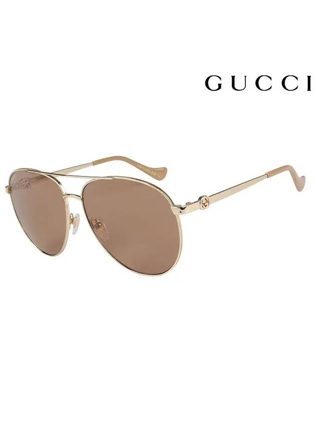 Eyewear Double Bridge Aviator Sunglasses Gold - GUCCI - BALAAN.