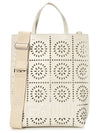 Banner Logo Perforated Medium Leather Tote Bag White - GANNI - BALAAN 2