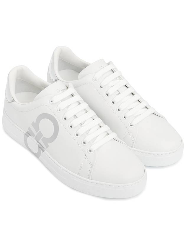 Number Gancini Low Top Sneakers White Silver - SALVATORE FERRAGAMO - BALAAN 4