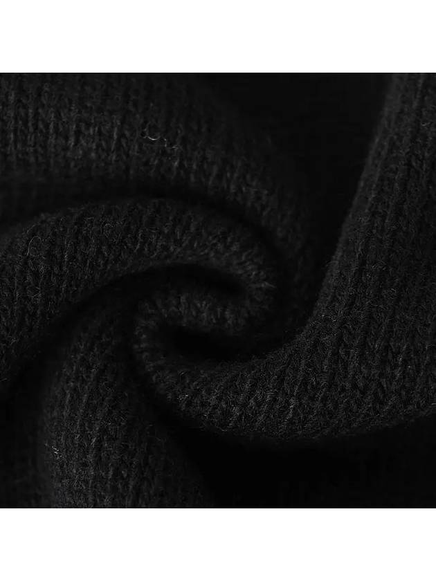 Logo Patch Lambswool Crewneck Knit Top Black - STONE ISLAND - BALAAN 7