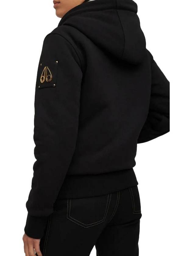 Madison Bunny Logo Gold Hardware Hooded Zip Up Black - MOOSE KNUCKLES - BALAAN 8