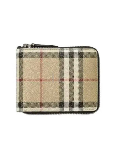 Checked Zipped Half Wallet Beige - BURBERRY - BALAAN 2