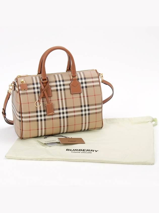 Medium Check Bowling Tote Bag Archive Beige Briar Brown - BURBERRY - BALAAN 5