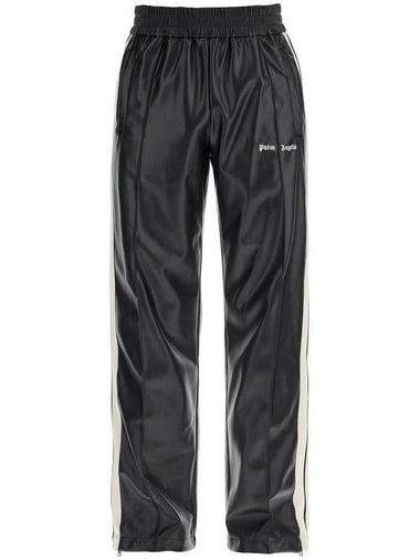 faux leather joggers with side stripes - PALM ANGELS - BALAAN 1