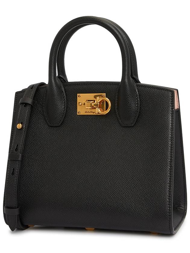 Gancini Studio Box Tote Bag Black Bonbon - SALVATORE FERRAGAMO - BALAAN 3