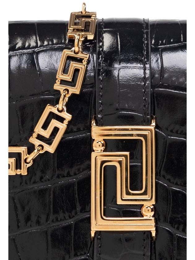 Croc Effect Greca Goddess Mini Cross Bag Black - VERSACE - BALAAN 7