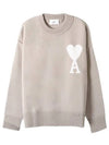 Big Heart Logo Wool Knit Top Light Beige - AMI - BALAAN 2