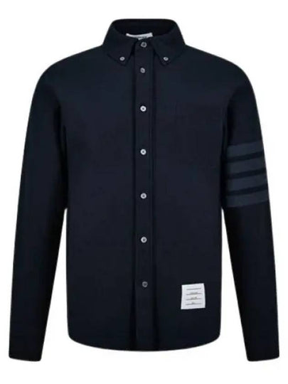 Men's 4 Bar Tech Twill Button Down Long Sleeve Shirt Navy - THOM BROWNE - BALAAN 2