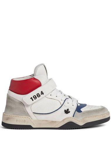 DSQUARED2 Spiker Distressed High-Top Sneakers - DSQUARED2 - BALAAN 1