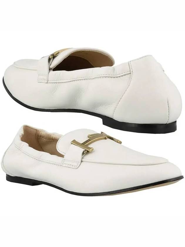 Women's Double T Leather Loafers White - TOD'S - BALAAN 2