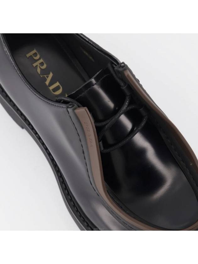 Diapason Opaque Brushed Leather Lace-Up Shoes Sienna - PRADA - BALAAN 6