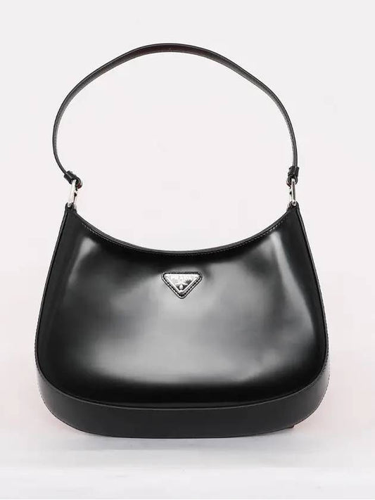 Triangular Logo Cleo Brushed Leather Shoulder Bag Black - PRADA - BALAAN 2