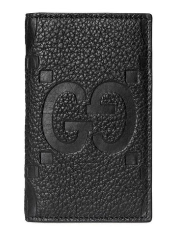 Jumbo GG Leather Card Wallet Black - GUCCI - BALAAN 1