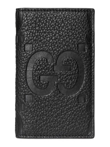 Jumbo GG Leather Card Wallet Black - GUCCI - BALAAN 1